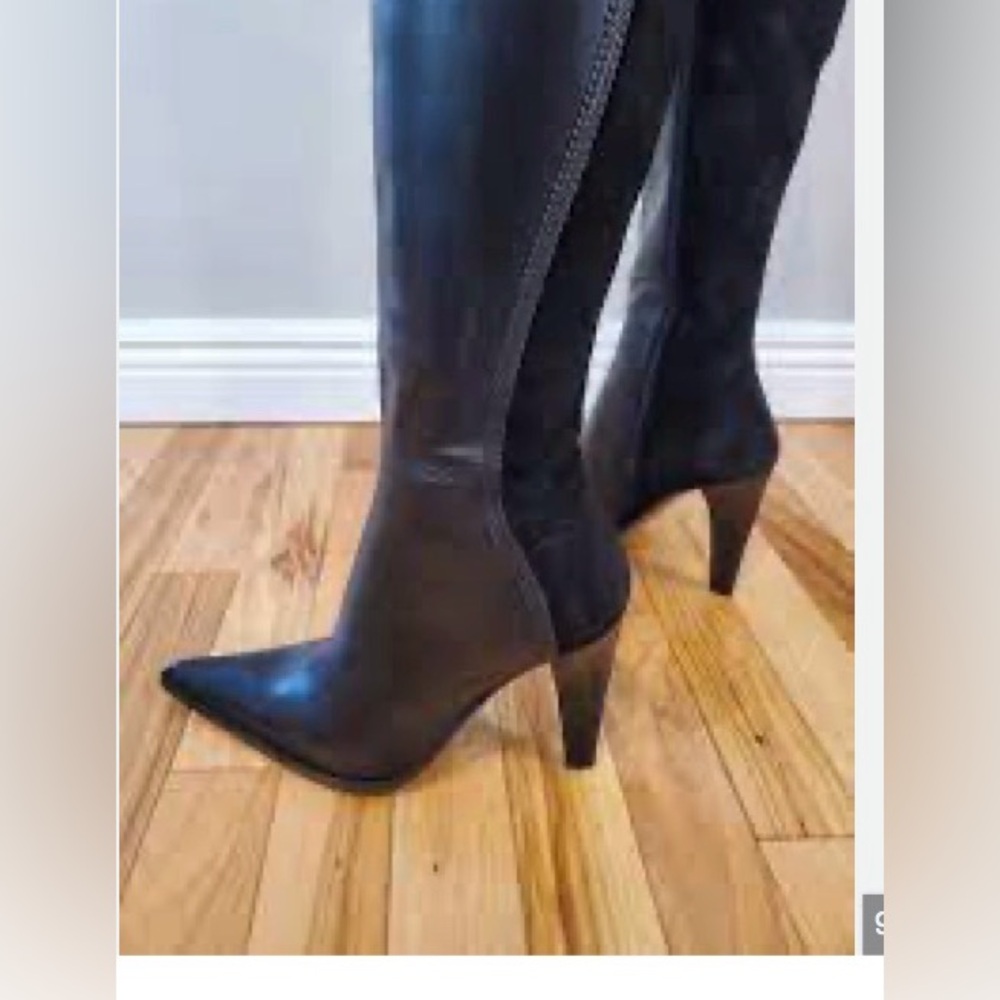 Angela Falconi Black Leather/Suede Tall Boots sz 9